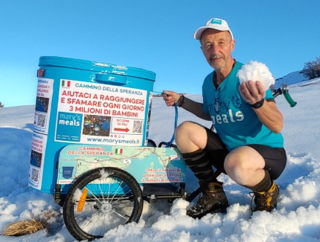 Luigi, volunteer with Mary's Meals Italy, on a previous fundraising effort. 